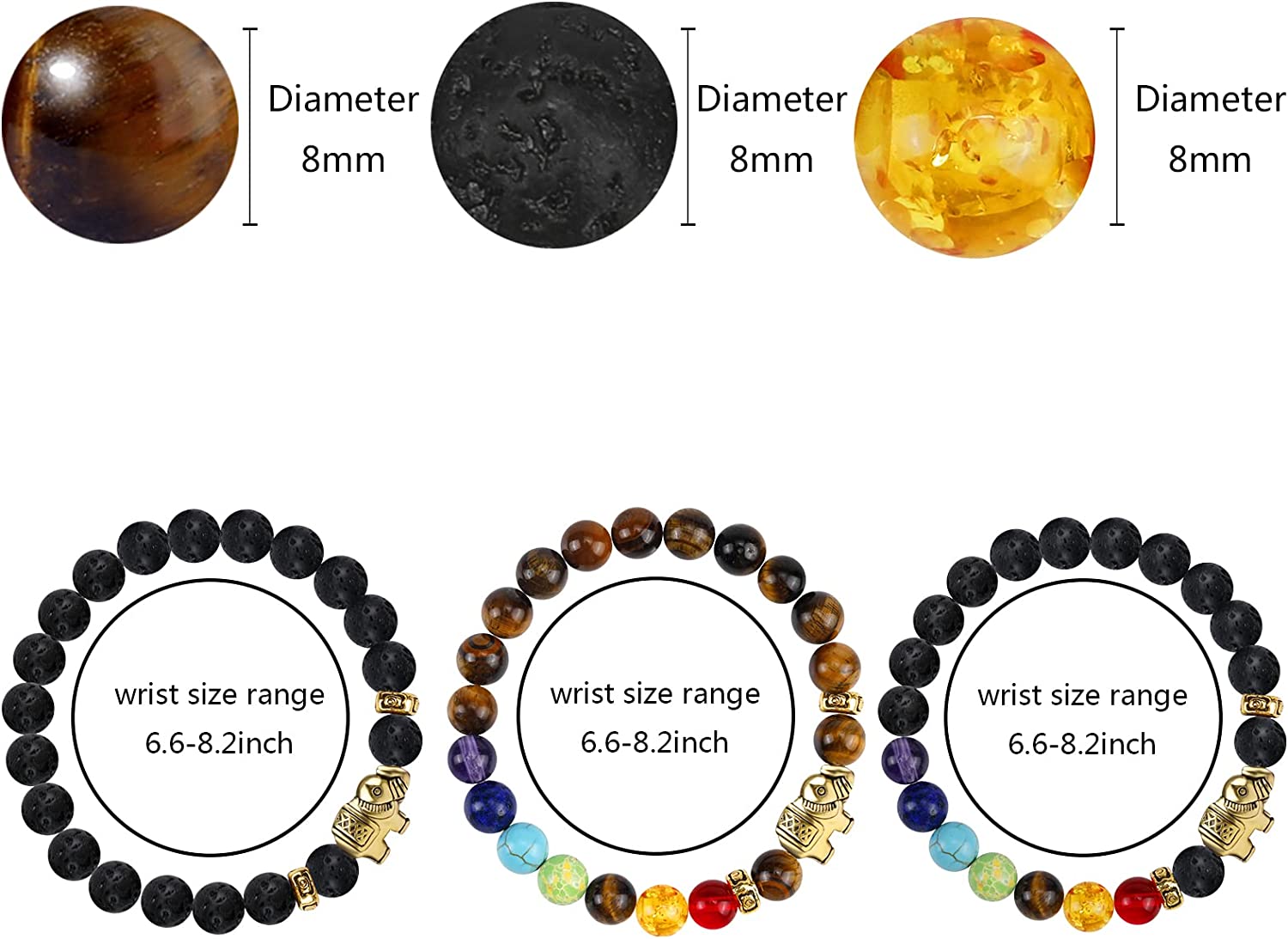 ONESING 2-12 Pcs Chakra Bracelets for Women Lava Rock 7 Chakras Crystals and Healing Stones Bracelets 8mm Crystal Bracelets Yoga Beaded Bracelets for Women Men Essential Oil Diffuser - Image 4